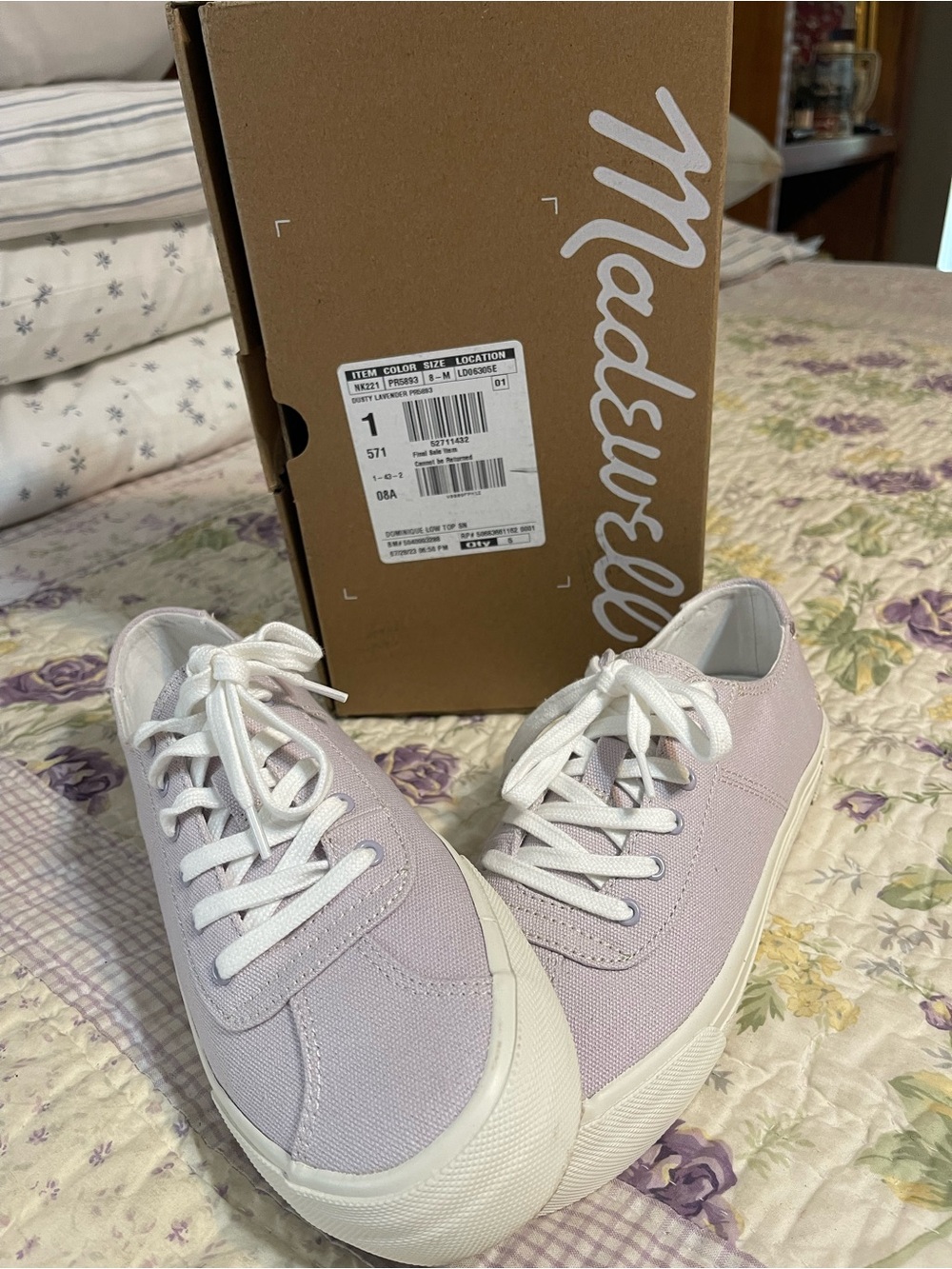 Madewell Exclusive Low Top Sneakers in Resourced Canvas.  Dusty Lavender-Size 8.